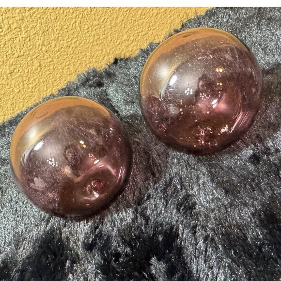 Glass Sphere  Floats Purple Set Of 2 - Picture 1 of 3